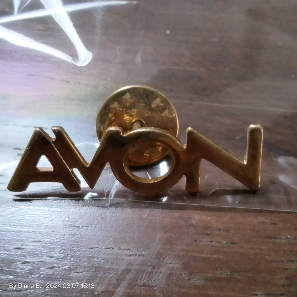  AVON Gold Letters Monogram Lapel Pin